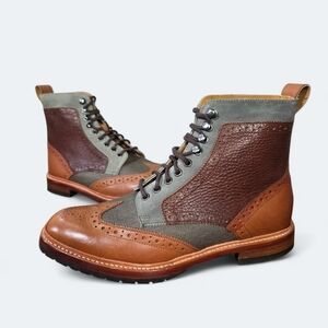 Stacy Adams Two-Tone Leather Brogue Boots Mens 9.5